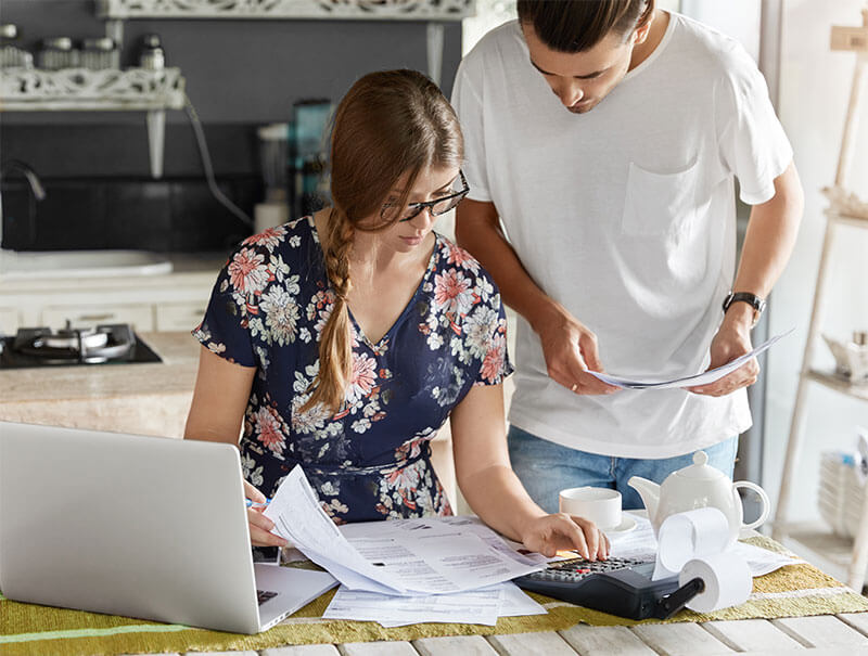 Couple reviewing personal finances