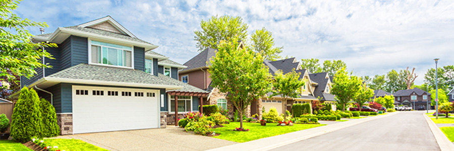 Street view of houses in neighborhood