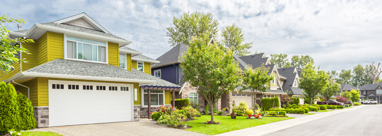 Street view of houses in neighborhood