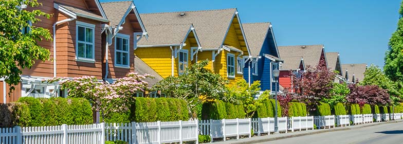 Row of houses in neighborhood