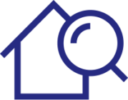 Home with magnifying glass icon